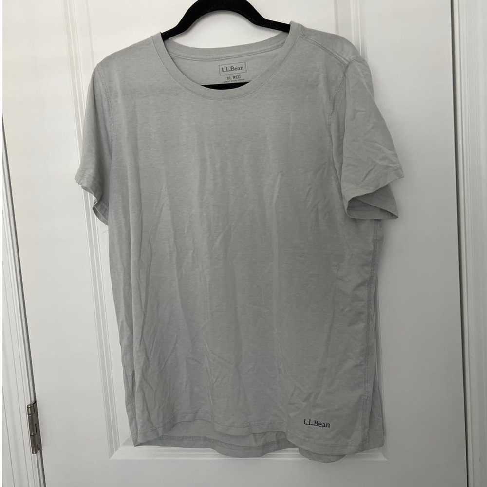 L.L.Bean Regular Fit Short Sleeve Crew Neck Plain T-Shirt Top Gray Men's Size Xl